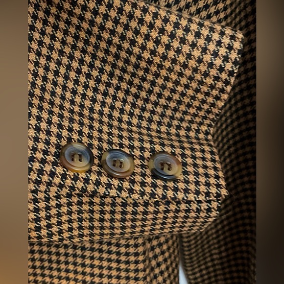Sz 6 VINTAGE ANN TAYLOR  HOUNDSTOOTH SINGLE-BREASTED BLAZER: Tan, Brown & Black - Picture 6 of 12